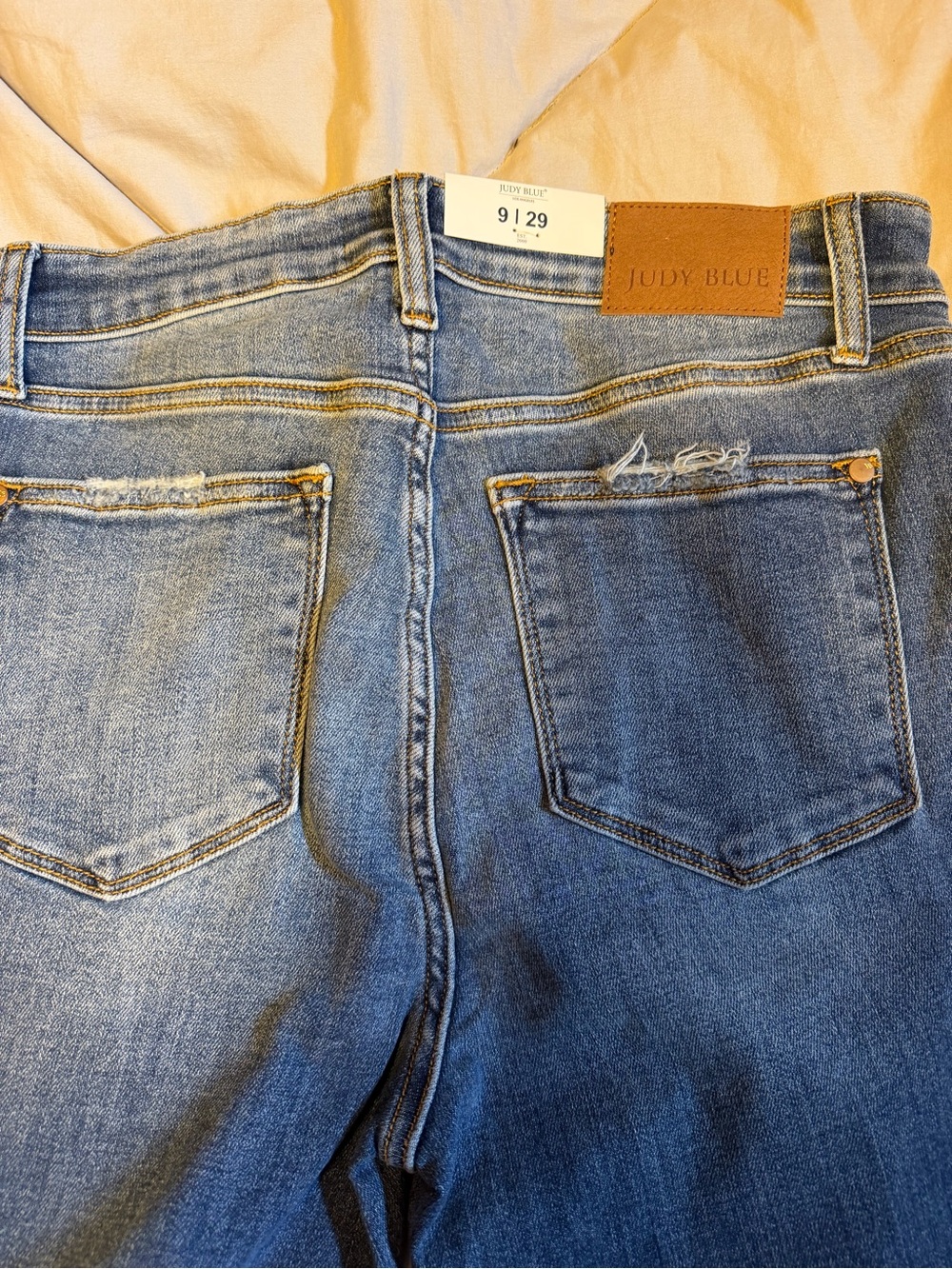 Judy Blue Medium Blue Distressed Flare Jeans - Picture 4 of 4